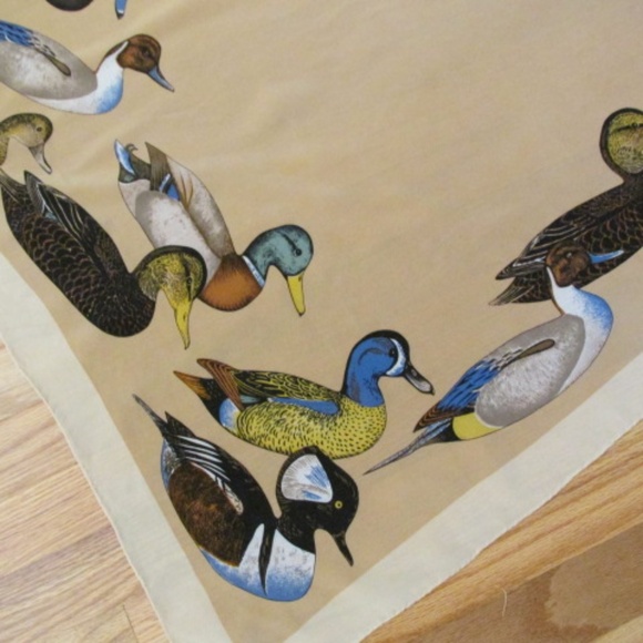 Tan Silk Scarf with Ducks - Picture 5 of 6